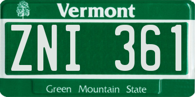 VT license plate ZNI361
