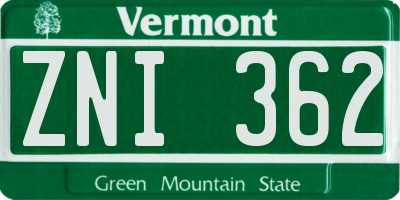 VT license plate ZNI362