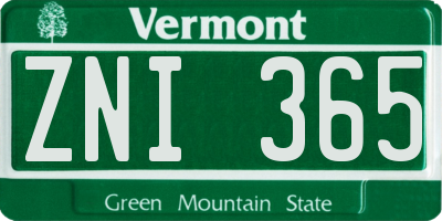VT license plate ZNI365