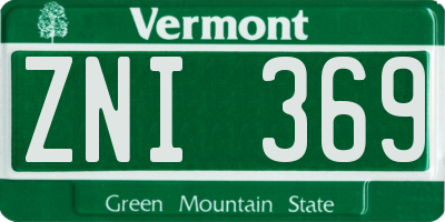 VT license plate ZNI369