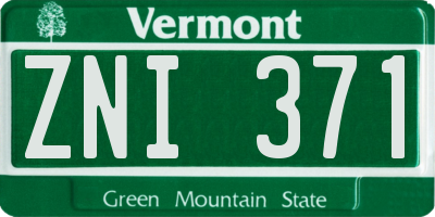 VT license plate ZNI371