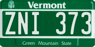 VT license plate ZNI373