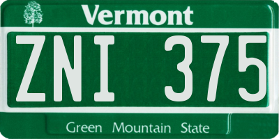 VT license plate ZNI375