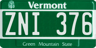 VT license plate ZNI376