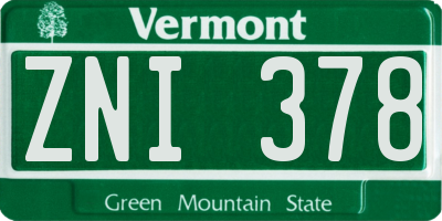 VT license plate ZNI378