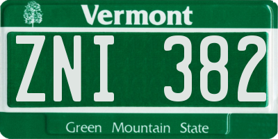 VT license plate ZNI382