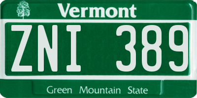 VT license plate ZNI389