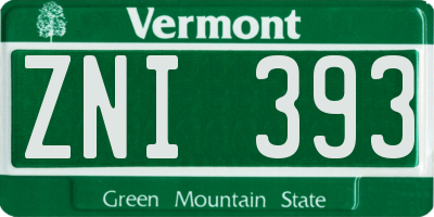 VT license plate ZNI393