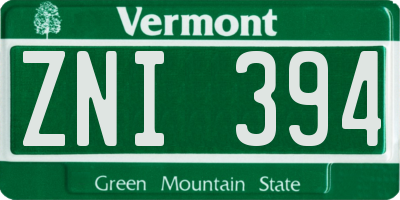 VT license plate ZNI394