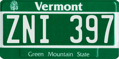 VT license plate ZNI397