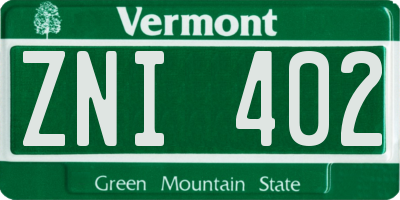 VT license plate ZNI402