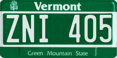 VT license plate ZNI405