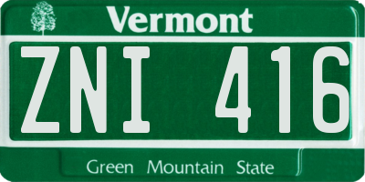 VT license plate ZNI416