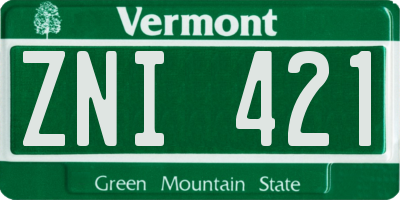 VT license plate ZNI421