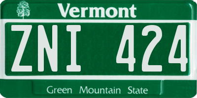 VT license plate ZNI424
