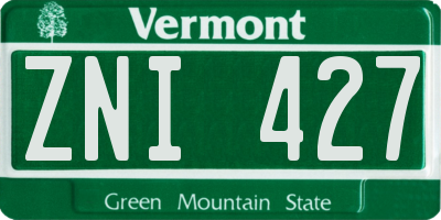 VT license plate ZNI427