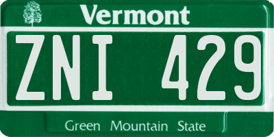 VT license plate ZNI429