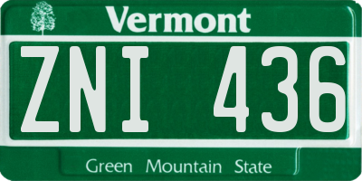 VT license plate ZNI436