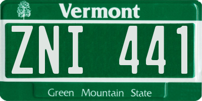 VT license plate ZNI441