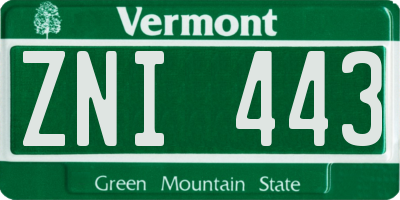 VT license plate ZNI443