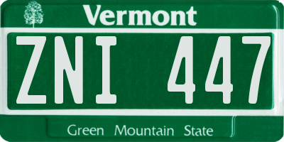 VT license plate ZNI447