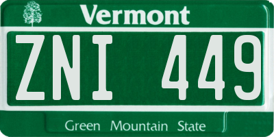 VT license plate ZNI449