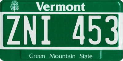 VT license plate ZNI453