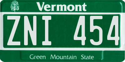 VT license plate ZNI454