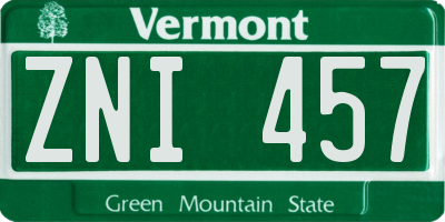 VT license plate ZNI457