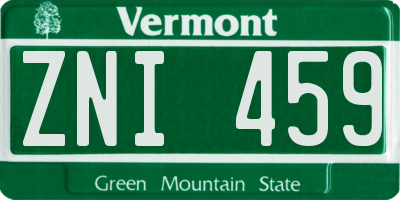 VT license plate ZNI459
