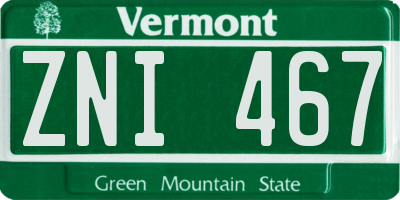 VT license plate ZNI467