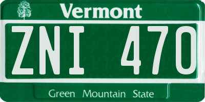 VT license plate ZNI470