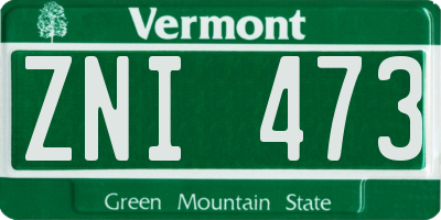 VT license plate ZNI473