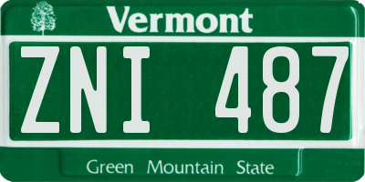 VT license plate ZNI487
