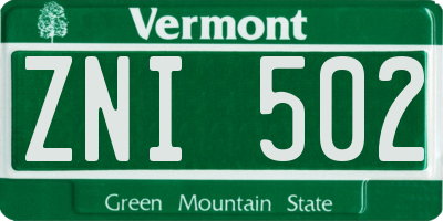 VT license plate ZNI502