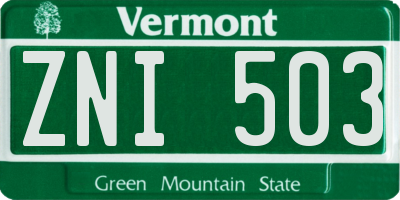 VT license plate ZNI503