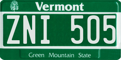 VT license plate ZNI505