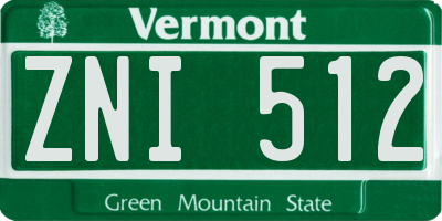 VT license plate ZNI512