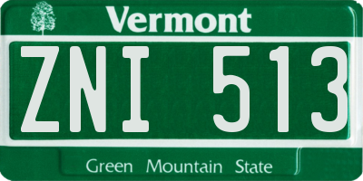 VT license plate ZNI513