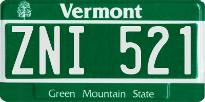 VT license plate ZNI521