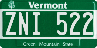 VT license plate ZNI522