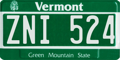 VT license plate ZNI524