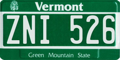 VT license plate ZNI526