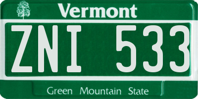 VT license plate ZNI533