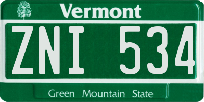 VT license plate ZNI534