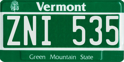 VT license plate ZNI535