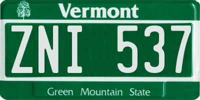 VT license plate ZNI537