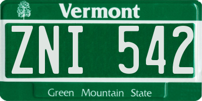 VT license plate ZNI542