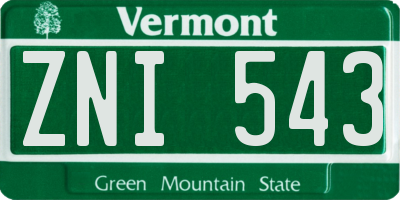 VT license plate ZNI543