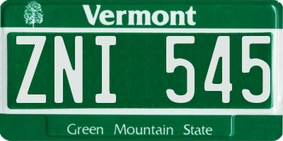 VT license plate ZNI545